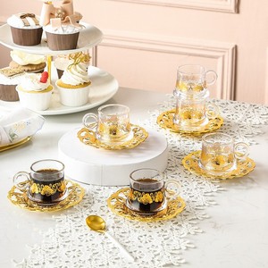 Juego de Té y Taza de Café de Vidrio Etiopio con Decoración Dorada Electroplacada, Nuevo, en Caja de Regalo, Modelo 2026 - Product Image 4