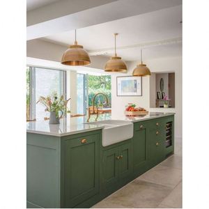Muebles de Cocina de Diseño Personalizado de Lujo, Estilo Shaker, con Isla Blanca, Gabinetes Modulares de Melamina Lacada - Product Image 5