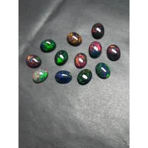 Ópalo Negro Etíope Natural, Cabujón Ovalado, Ópalo de Alta Calidad, Gema Suelta de 7*9 mm, 1.30 Quilates para Joyería - Product Image 3