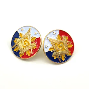 Harga Murah Pin Masonik Kustom Mason Freemasonry Regalia Pin Masonic Bendera Filipina