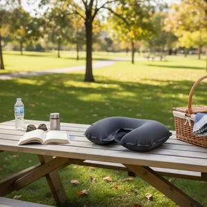 หมอนรองคอรูปตัวยูแบบเป่าลมสำหรับเดินทาง ผลิตตามสั่งและขายส่ง ผ้ากำมะหยี่นุ่มสบาย รองรับศีรษะและต้นคอ - Product Image 5