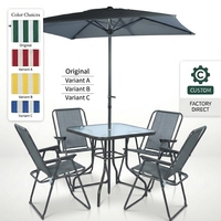 Ensemble de meubles de patio modernes avec 4 chaises pliantes et table à manger en verre, idéal pour le jardin, la cour, le parc, le café