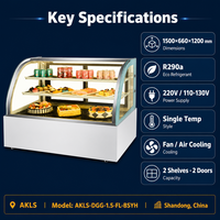Vitrine Réfrigérée pour Gâteaux 700L, Monotempérature, Refroidissement par Air, Éclairage LED, Vitrine Commerciale pour Boulangerie, Économe en Énergie