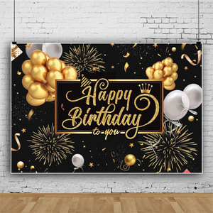 Rosa negro <span class=keywords><strong>cumpleaños</strong></span> decoraciones Feliz <span class=keywords><strong>cumpleaños</strong></span> telón <span class=keywords><strong>de</strong></span> fondo Banner champán globos <span class=keywords><strong>de</strong></span> cristal fotomatón fondo <span class=keywords><strong>para</strong></span> <span class=keywords><strong>mujer</strong></span> - Product Image 3
