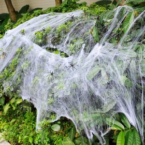 Halloween <strong>Spider</strong> Web Decorations with <strong>Fake</strong> <strong>Spiders</strong>, Stretchable Cobwebs for Party Haunted House Escape Room Themed Decor - Product Image 4