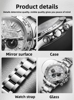 Montre chronographe mécanique automatique pour homme personnalisée 2026, verre saphir, aiguilles, boîtier en acier inoxydable, résistance à l'eau 100m