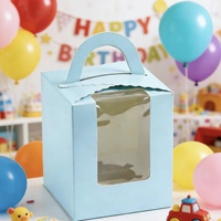 Maßgefertigte Macaron-Blaue Kartonschachteln mit Klarsichtfenster und Griff, Ideal für die Verpackung Kleiner Geschenke