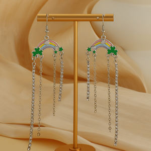 الأقراط لطيف قوس قزح سلسلة طويلة نمط الايرلندي أقراط المرأة تصميم لطيف المينا انخفاض الصقيل الأقراط - Product Image 6