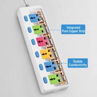 Enchufe de Extensión con Logotipo Personalizado, 4 Puertos USB, Interruptores Individuales, 3, 4, 5, 6 Tomas, Multicolor, Universal, Venta al Por Mayor