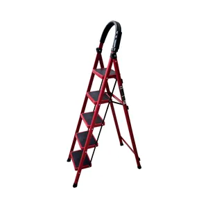 家庭用赤い折りたたみ式エクステンションラダー便利なステップラダー2-6ステップ