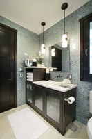 CBMMart Meubles de salle de bain modernes en bois Évier simple en céramique Évier double Étanche Armoire de salle de bain
