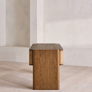 Custom Designer Solid Wood Vanity Table <b>Oak</b> <b>Frame</b> Hand Carved Hammered Drawer Fronts Dressing Table For Modern Bedroom Interior - Product Image 2