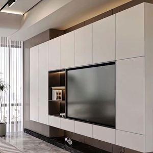 Mueble de TV Soporte de unidad de pared para sala de estar Mueble de TV oculto Diseño moderno Mueble de TV de alta calidad personalizado de madera estándar - Product Image 1