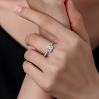 Bague Halo en Argent Sterling 925 avec Moissanite Ronde Certifiée GRA, Vérifiée par Stylo de Test, Vente en Gros Directe Usine de Bijoux
