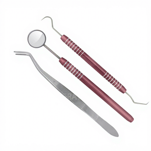 ชุดตรวจวินิจฉัยทางทันตกรรม Gray Rocks 3 ชิ้น ได้รับการรับรองมาตรฐาน CE ใช้พลังงานแบบแมนนวล ประกอบด้วยกระจก ทวีตเตอร์ และอุปกรณ์สำรวจช่องปาก - Product Image 1