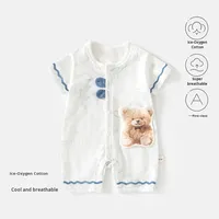 Mono de Verano para Bebés Niñas, con Estampado Floral, de Algodón Suave y Transpirable, de Manga Corta, para Gatear