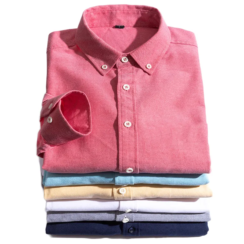 Camicia da uomo ricamata stampata a maniche lunghe Oxford a maniche lunghe da uomo in cotone Oxford da ufficio di lusso