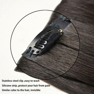 Extensions de cheveux brésiliens vierges de haute qualité, clips en PU, nouvelles extensions de cheveux à clips sans couture populaires, cheveux brésiliens - Product Image 3