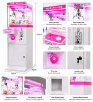 Machine à griffes à monnayeur pour attraper les peluches roses, machine d'arcade à grue avec LED pour centres commerciaux et équipement de divertissement