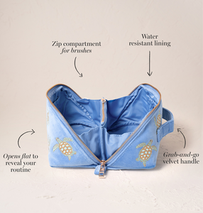 Borsa Cosmetica in Velluto con Ricamo a Tartaruga, Organizer Portatile per Trucchi da Viaggio, Astuccio con Cerniera per Articoli da Toeletta - Product Image 2