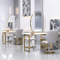Table de coiffure moderne en acier inoxydable pour salons de coiffure, équipement haut de gamme pour salons, avec applications pour gymnases et centres commerciaux