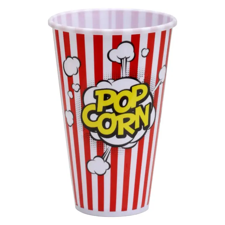 Retro Style Reusable Popcorn Cup Plastic Container Movie Theater Cup 7'' Tall