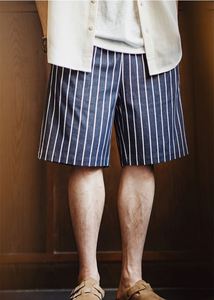 Pantalones cortos de chef de rayas verticales de mezclilla vintage americana Versus pantalones cortos casuales de pierna recta de mezcla de colores para hombres - Product Image 6