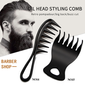 Peignes de coiffure pour hommes à dents larges et à poignée en plastique, pour cheveux bouclés et barbe, usage domestique - Product Image 2