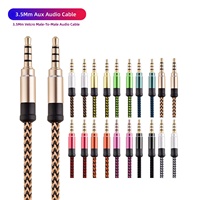Kabel Audio 15m/3m 3.5mm - Kabel AUX Perekam Nylon Jalinan Male-to-Male untuk Audio Mobil