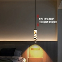 Lustre suspendu en marbre alabaste intelligent à gradation lumineuse Japandi, style Wabi Sabi, CCT, luminaire linéaire suspendu pour chambre à coucher, îlot de cuisine