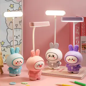YIZHI yaratıcı karikatür tavşan LED Usb şarj masa lambası sevimli çocuklar okuma yatak odası başucu gece lambası ev dekor masa lambası