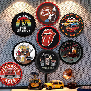 Großhandel kunden spezifische Vintage Metall Zinn Zeichen Retro 35cm runde Bierflaschen verschluss geformte Wand kunst Dekoration - Product Image 6