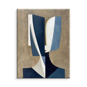 <span class=keywords><strong>Dipinto</strong></span> a Olio Astratto Geometrico Fatto a Mano, Arte Moderna <span class=keywords><strong>Blu</strong></span> e Beige per Decorazione Domestica - Product Image 1