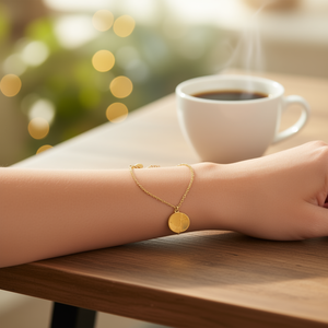 Pulsera Zi Charm con Colgante de Moneda Chapado en Oro, Cadena Ajustable, Joyería de Moda para Mujer - Product Image 2