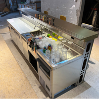 Station de cocktails en acier inoxydable de 3 mètres avec tiroirs pour bar / pub / restaurant