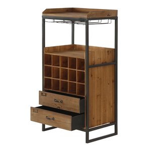 Mini Bar de Vino Antiguo Sólido con Refrigeración, Mueble Esquinero para Whisky, Estante de Exhibición, Almacenamiento de Licores, Bar <span class=keywords><strong>Finley</strong></span> para 15 Botellas, para el Hogar - Product Image 1
