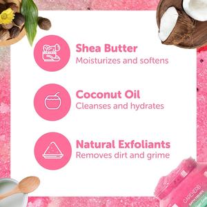 Gommage corporel au sucre de pastèque, naturel, végétalien, exfoliant, anti-imperfections, pour les jambes et les fesses, pré-rasage - Product Image 3