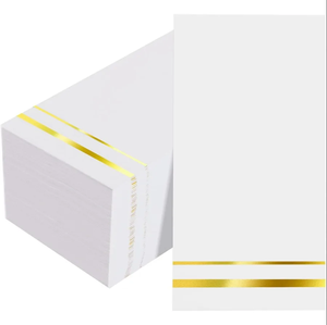 Serviettes en <span class=keywords><strong>papier</strong></span> jetables Airlaid 1 plis écologiques 6 plis 43x30cm aspect lin <span class=keywords><strong>doré</strong></span> avec logo personnalisé - Product Image 5
