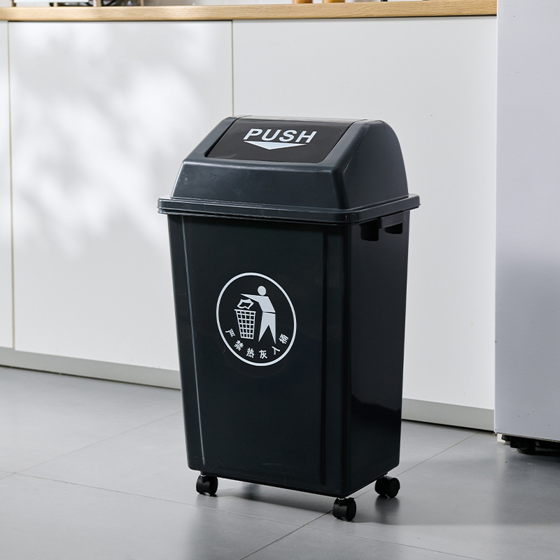 40L rectangular black-gray (with lid and wheels)