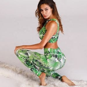 Sujetador deportivo con estampado Floral para mujer, Top corto de realce, mallas de Yoga, conjunto de Yoga, ropa deportiva de dos piezas con sublimación - Product Image 5