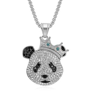 Collar con Colgante de Panda, Chapado en Oro, Corona de Diamantes de Imitación, Animal de Dibujos Animados, Joyería Unisex de Hip Hop, Regalo, Acero Inoxidable - Product Image 5