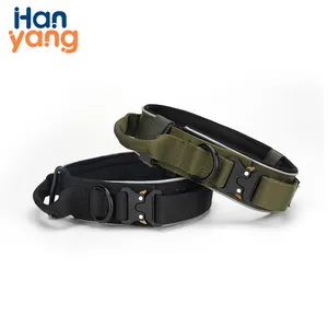 Hanyang OEM Custom Heavy Duty Metal Buckle Reflective Pet Collar Wholesale Large Dogs Collar And Leash Set Tactical Dog Collars