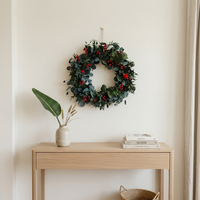 Grande couronne de fleurs séchées naturelles de 20 pouces pour décoration de porte d'entrée, décoration murale de mariage
