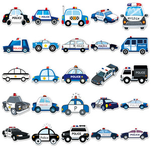 Usine Outlet 50pcs PVC Police Autocollant De Voiture Personnalisé Transport Véhicule <span class=keywords><strong>Patrouille</strong></span> Wagon Étiquette D'emballage pour Bougie Artisanat Utilisation - Product Image 4