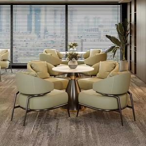 Ensemble table et chaises de luxe léger : salon d'hôtel/bureau de vente (table d'appoint ronde, table basse, fauteuil) - Product Image 6