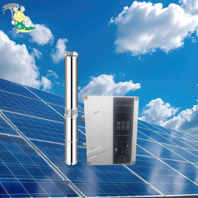 Jinqianquan AC/DC Hybrid Brushless Solar Deep Well Submersible Water Pump with MPPT External Controller OEM Solar Water Pump