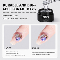 Gel à strass élastique non toxique à tenue forte et longue durée avec logo personnalisé, gel à strass sans résidu, gel transparent à base de résine pour ongles