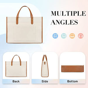 BSCI OEM ODM Factory Tote <strong>Bag</strong> Canvas Laptop <strong>Bag</strong> 15.6 Inch Work Shoulder <strong>Bags</strong> Casual Briefcase Handbag for Travel Office School - Product Image 5