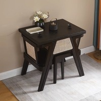 Ensemble de salle à manger compact et multifonctionnel en bois massif de style nordique avec table et chaises pour balcon