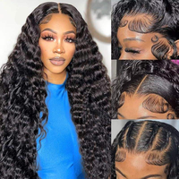 Peluca de Cabello Humano Virgen Vietnamita con Ondas Profundas, Encaje Frontal Transparente HD 13x4, Sin Pegamento, Pre-Desplumada, Aspecto Natural, Grado 12A, Venta al Por Mayor